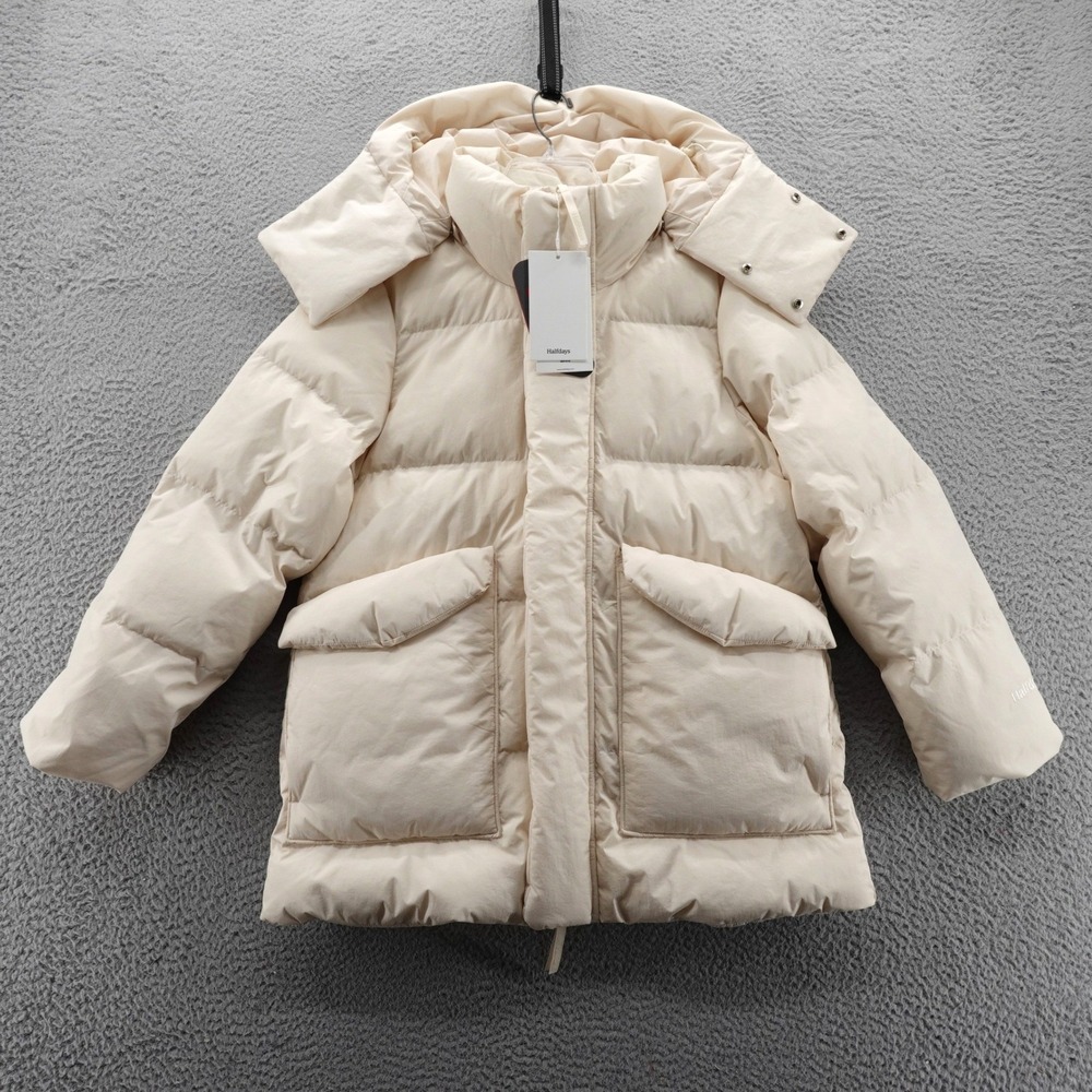 Halfdays Wheeler Parka Puffer Jacket Oatmilk Cream Recycled PrimaLoft Small NEW